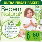 Bebem Bebek Bezi Natural Beden:6 (15+Kg) Extra Large 128 Adet Ekonomik Ultra Fırsat Pk thumbnail 2