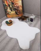 Tavşan Tüyü Dekoratif Ultra Yumuşak Post Peluş Kaymaz Halı Beyaz - 2
