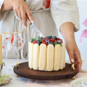Akayev Ahşap 28 Cm Altın Ayak Kuş Sunum Tabağı - 3