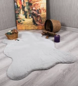 Tavşan Tüyü Dekoratif Ultra Yumuşak Post Peluş Kaymaz Halı Gri - 1