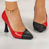 Erkan Saçmacı Jatqılı Plus Siyah Kırmızı Kadeh Topuklu Ayakkabı - 4