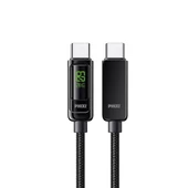 Phixi Ultimate UPD4160T 60W LCD Ekranlı Metal Başlıklı Hasır Örgü Type-C to Type-C Hızlı Şarj ve Data Kablo - 1