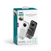 Phixi Basic P21 20000mAh 10W Kendinden Kablolu Şarj Cihazı -  Powerbank - 2 USB Port 4 Kablo Çıkışı - LED Ekran - Taşınabilir Şarj Cihazı - 2