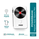 Phixi Force PW14 10000mAh 22.5W Kendinden Kablolu MagSafe Powerbank - Kablosuz Mini Şarj Cihazı - 1 PD Port - Dijital Ekran - Taşınabilir Şarj Cihazı - 1