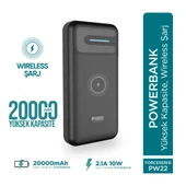 Phixi Basic PW22 20000mAh 10W Kablosuz Şarj Cihazı - Wireless Powerbank - 2 USB Port - LED Gösterge - Taşınabilir Şarj Cihazı - 1