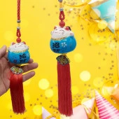 Feng Shui Maneki Neko Şans Kedisi Mavi No.2 - 3