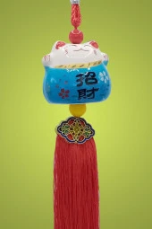 Feng Shui Maneki Neko Şans Kedisi Mavi No.2 - 8