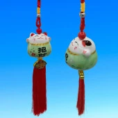 Feng Shui Maneki Neko Şans Kedisi Yeşil No.2 thumbnail 2