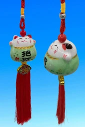 Feng Shui Maneki Neko Şans Kedisi Yeşil No.2 thumbnail 8