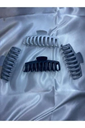 Kadın 4’lü Gri-siyah Büyük Xl Mandal Toka Seti - 1