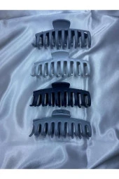 Kadın 4’lü Gri-siyah Büyük Xl Mandal Toka Seti - 2