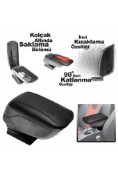 Hyundai Accent Admire Siyah Kızaklı Saklama Bölmeli Ayarlanabilir Üniversal Kol Dayama Kolçak - 4
