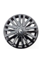 14'' Inç Citroen Jant Kapağı 4 Adet Çelik Jant Görünümlü Parlak Siyah - 1