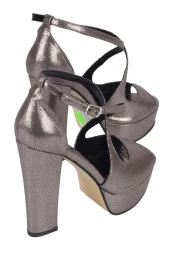 Platin Gri Simli Yüksek Platform Topuk Abiye Ayakkabı - Rise thumbnail 3