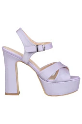 Lila Saten Kalın Platform Topuklu Yüksek Ayakkabı - Margarita thumbnail 2