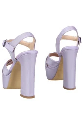 Lila Saten Kalın Platform Topuklu Yüksek Ayakkabı - Margarita thumbnail 4