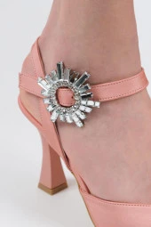 Pudra Saten Kadeh Topuklu Stiletto Taşlı Abiye Ayakkabı - Shinysun thumbnail 3