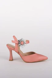 Pudra Saten Kadeh Topuklu Stiletto Taşlı Abiye Ayakkabı - Shinysun thumbnail 4