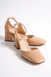 Yulia Ten Rengi Kalın Topuklu Yanı Açık Ayakkabı thumbnail 4