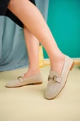 Muggo MONA Garantili Metal Tokalı Deri Kadın Loafer Günlük Ayakkabı - 8