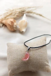 Kolye Gerdanlık Çakra Doğal Pembe Kuvars Taşı Ay Hilal Kolye Kadın Kız Takı Aksesuar Hediye thumbnail 2