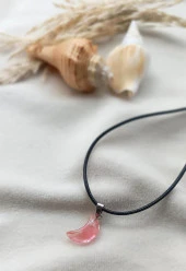 Kolye Gerdanlık Çakra Doğal Pembe Kuvars Taşı Ay Hilal Kolye Kadın Kız Takı Aksesuar Hediye thumbnail 3