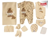 uğurböceğiçocuk ConCon  Bebe Organik Lüx Atkılı Ayıcık Nakışlı 10 Parça Zıbın 1639 - 2