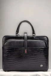 Evrak Laptop Çantası Siyah Rugan - 1