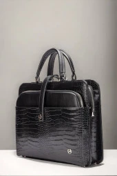 Evrak Laptop Çantası Siyah Rugan - 2