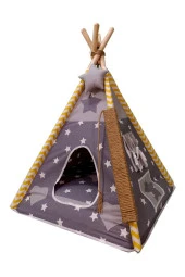 Moonstar Gri Beyaz Yıldızlı Kedi Köpek Çadırı - 1