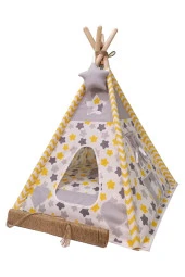 Moonstar Gri Sarı Yıldızlı Kedi Köpek Çadırı - 2