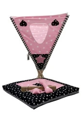 Siyah Pembe Yıldızlı Kedi Köpek Çadırı XL - 3