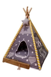 Moonstar Gri Beyaz Yıldızlı Kedi Köpek Çadırı - 2