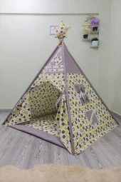 Henna Duck Sabitlenebilir Çocuk Oyun Çadırı Gri Sarı Kutular - 1