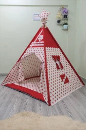 Henna Duck Sabitlenebilir Çocuk Oyun Çadırı Kırmızı Yıldızlı - 1