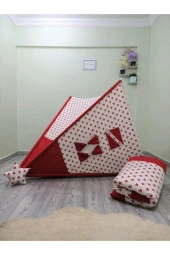 Henna Duck Sabitlenebilir Çocuk Oyun Çadırı Kırmızı Yıldızlı - 3