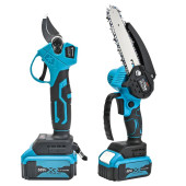 Prohummer PH101 2Li Set 58 Vf 5 Ah Çift Akülü Çelik Şanzıman Şarjlı Dal Budama ve Testeresi (Mavi) - 1