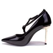 Dagoster DZA07-7129215 Siyah Rugan Abiye Topuklu Kadın Ayakkabı - 3