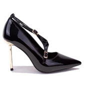 Dagoster DZA07-7129215 Siyah Rugan Abiye Topuklu Kadın Ayakkabı - 2