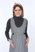 IŞŞIL 9138-Kazayağı Çift Düğme Maxi Jile Hamile Elbise - 6