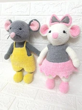 Bay ve Bayan Fare Amigurumi Organik Oyuncak - 1