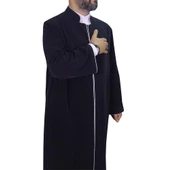 Hakim Yaka Cübbe Siyah - Gümüş Biyeli - 4