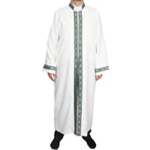 İmam Cübbesi Kemik - Biyeli Turkuaz Bordürlü - 7