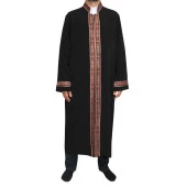 İmam Cübbesi Siyah - Biyeli Bordo Bordürlü - 5