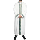 İmam Cübbesi Kemik - Biyeli Turkuaz Bordürlü - 4