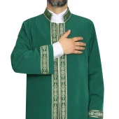 İmam Cübbesi Yeşil - Biyeli Yeşil Bordürlü - 1