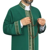 İmam Cübbesi Yeşil - Biyeli Yeşil Bordürlü - 5