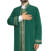 İmam Cübbesi Yeşil - Biyeli Yeşil Bordürlü - 7