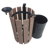 Safirkom Kompozit (Ahşap+plastik) Yuvarlak Çöp Kovası (30 Lt) SÇ12 Kahverengi - 2