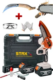 STAXX POWER 21v 3ah 2000w Çift Akülü 10-15cm Uzun Kısa Pala 2x Zincir Şarjlı Dal Kesme Budama Bıçkı Testeresi - 1